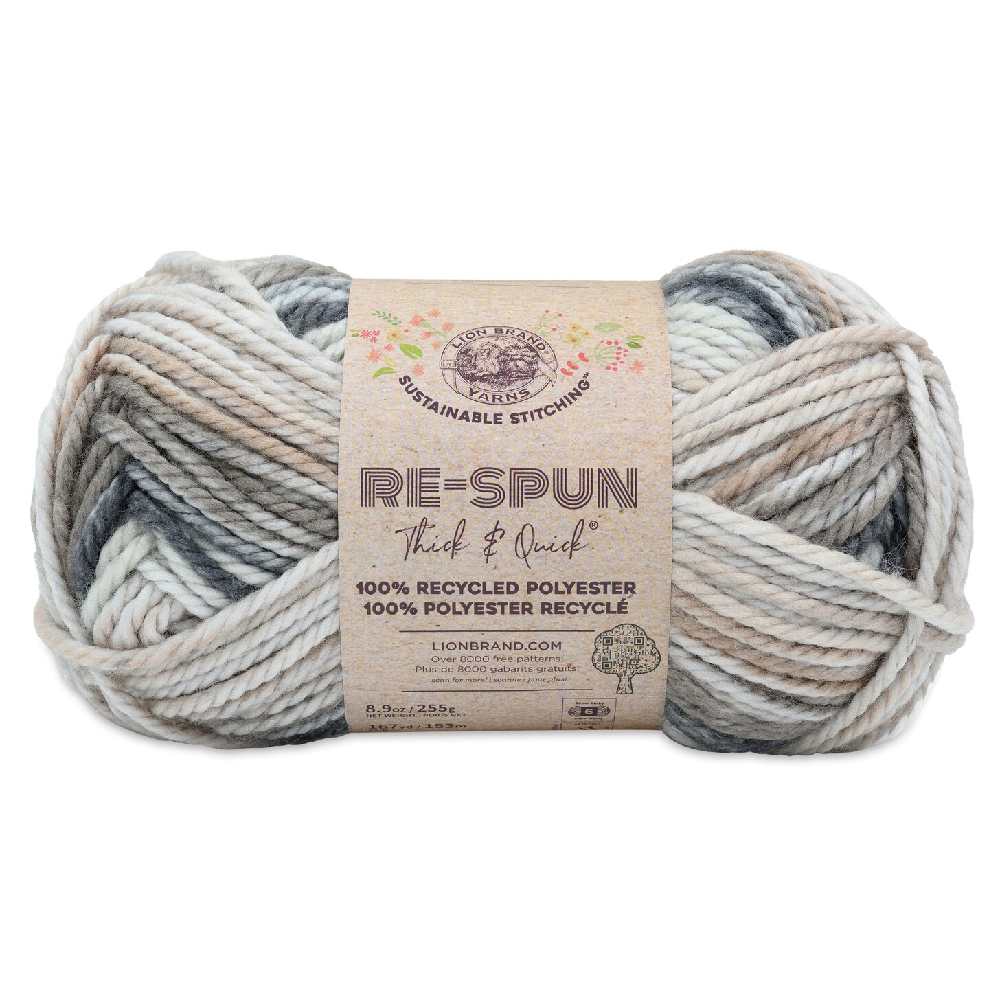 Lion Brand Re-Spun Thick &#x26; Quick Yarn - Sable, 167 yds
