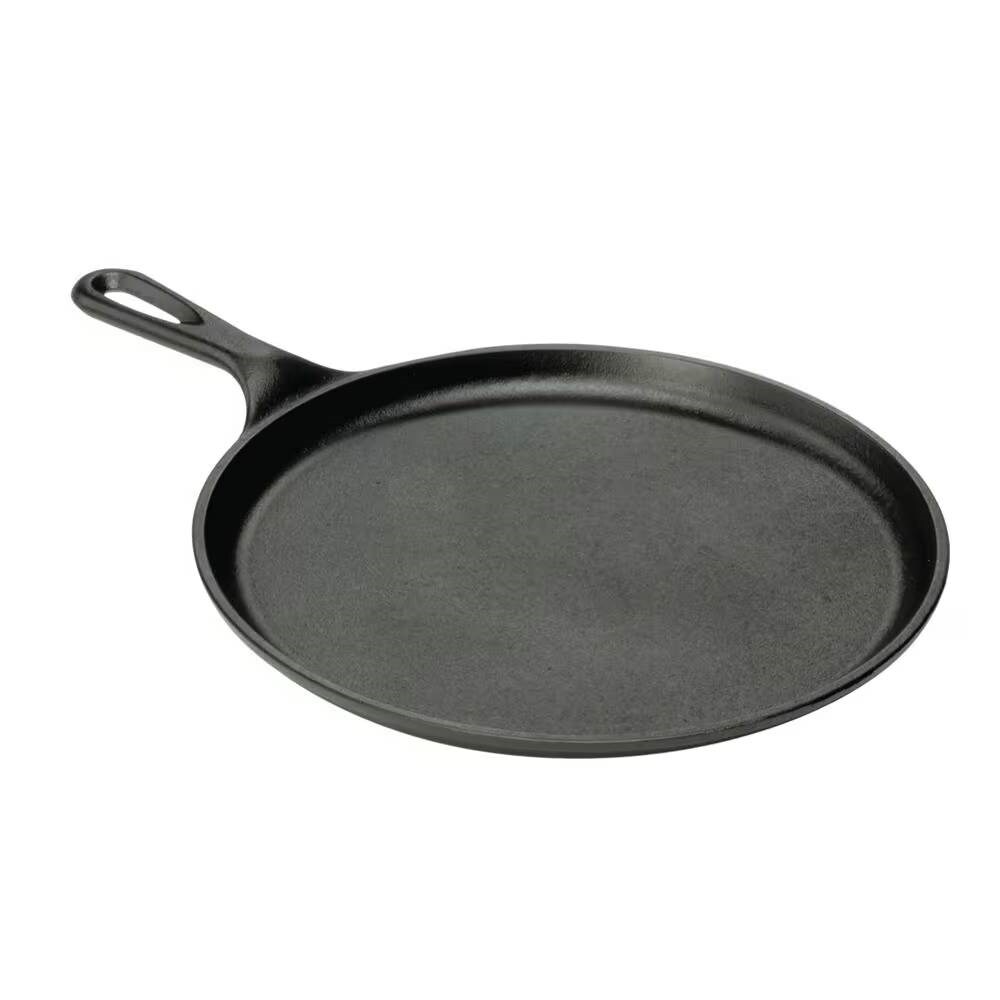 10.5" Black Cast Iron Griddle with Oven and Stove Safe Perfect for Campfire Cooking and Grilling