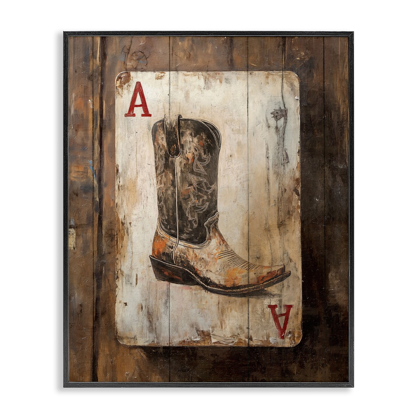 Stupell Industries Western Rustic Playing Card Framed Giclee, design by Nina Blue