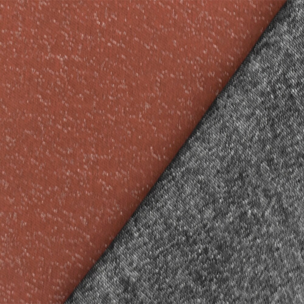 Rust Red Texture Overprinted Stretch Denim Fabric By the Yard
