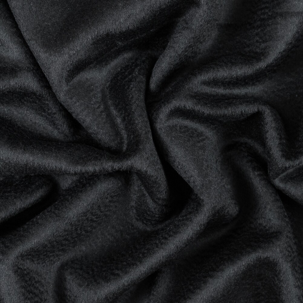 1 Yard Black Cashmere Coating Solid Fabric