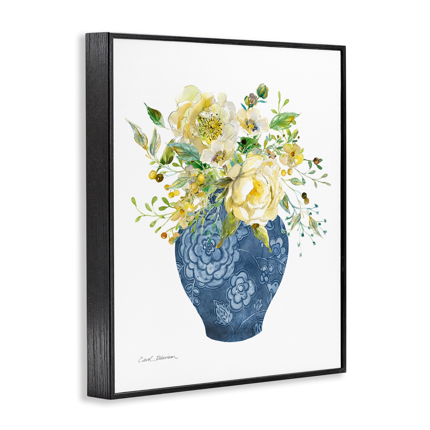 Stupell Industries Sunny Chinoiserie Yellow Florals Framed Giclee, design by Carol Robinson