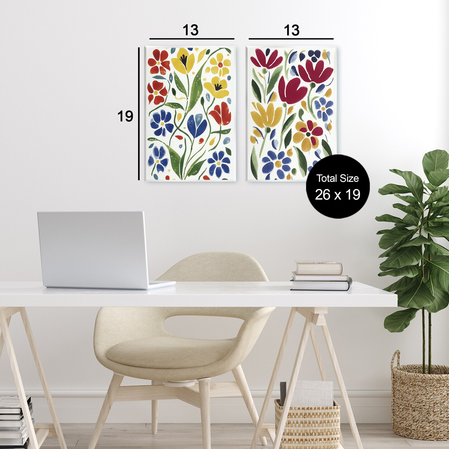 Stupell Industries Scandinavian Wild Flowers 2pc Wall Plaque Set, design by Annabelle Hall