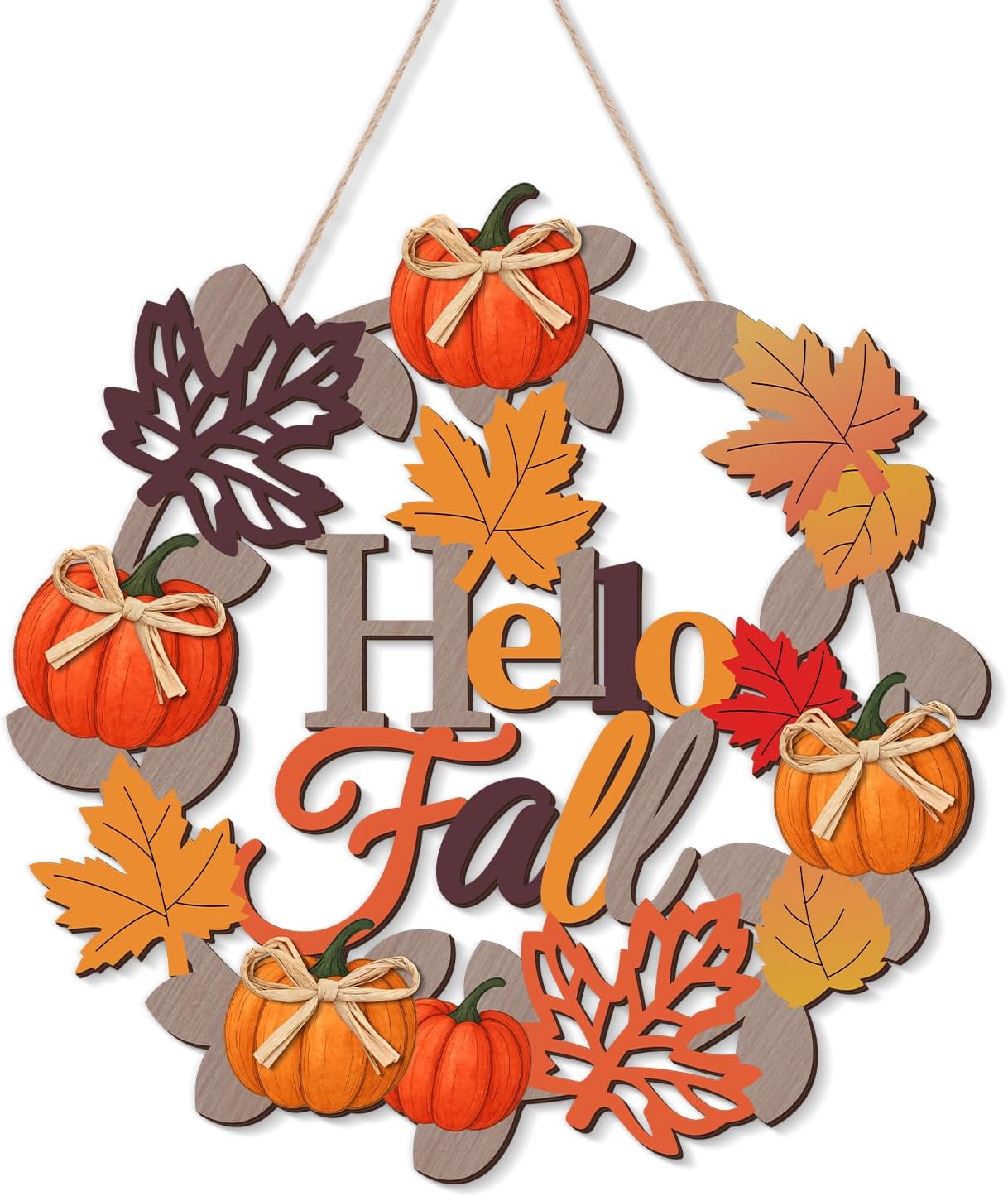 Hello Fall Wreaths Wooden Welcome Signs (Multicolor)