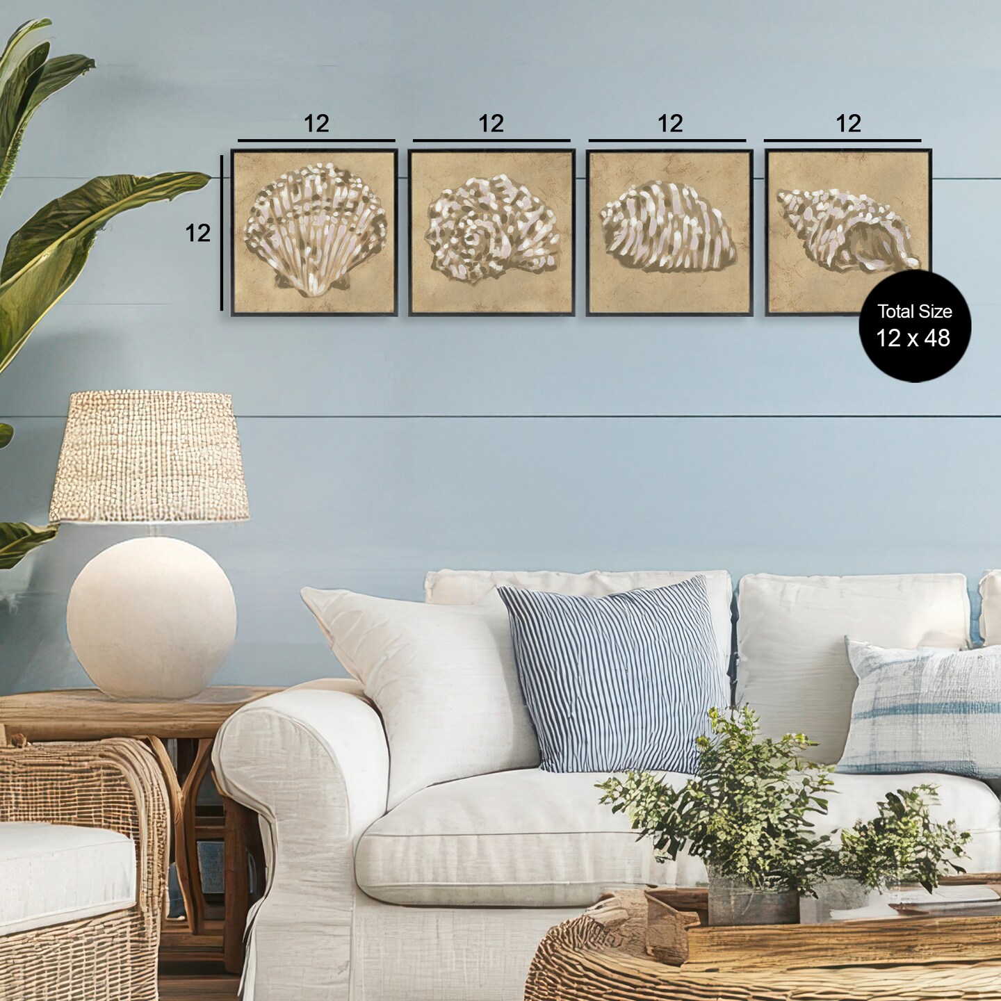 Stupell Industries Seashells in Earth Tones 4pc Framed Giclee Set, design by June Erica Vess