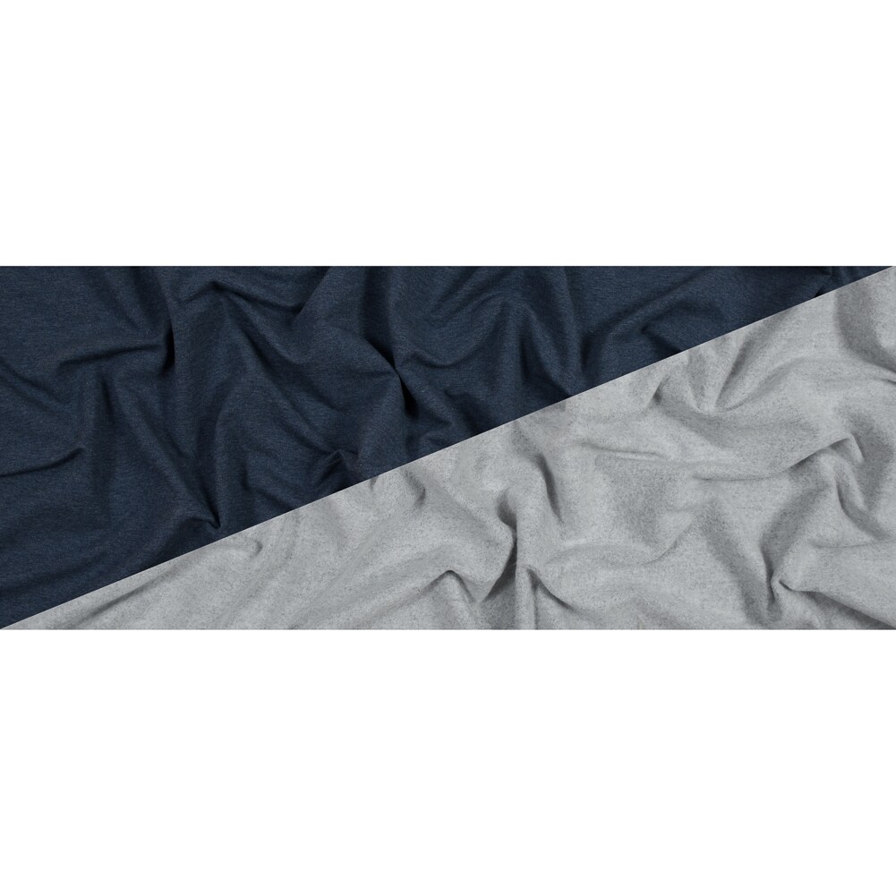 1 Yard Heather Lake Blue Bamboo Cotton Stretch Knit Fleece Fabric Soft Medium Weight 60 inch Width