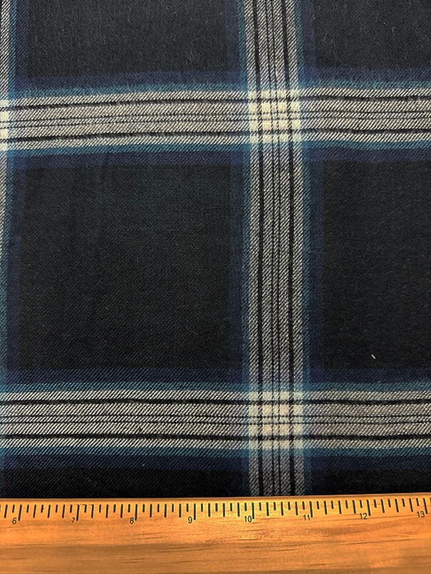 Blue Multi Plaid Single Sided Flannel Shirting Fabric By the Yard