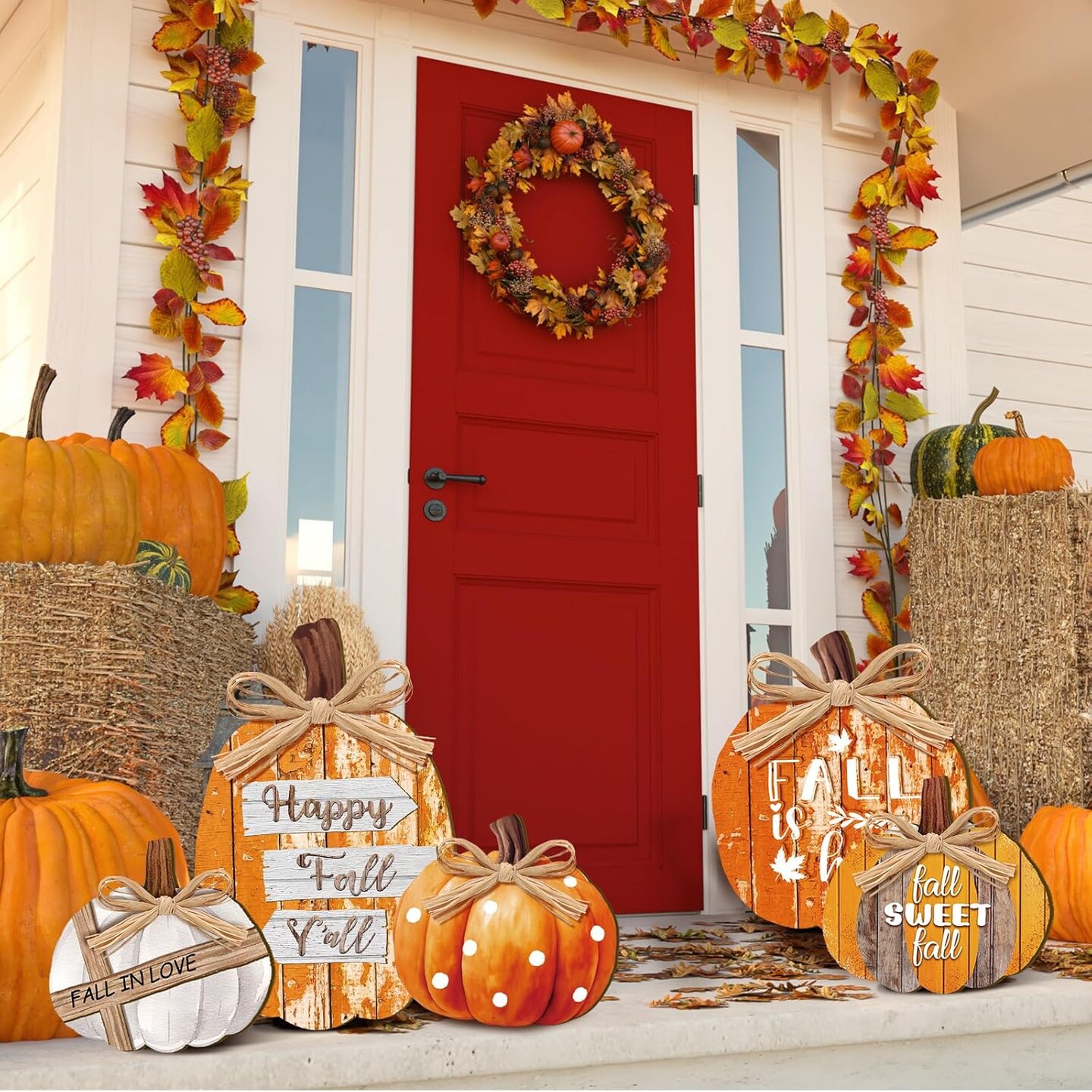 5 Pcs Fall Decorations for Home Fall (Orange)