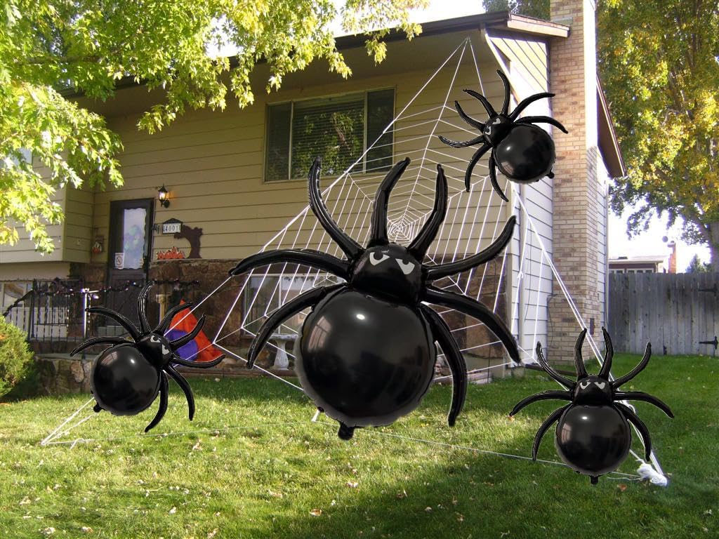 12PCS Halloween Black Spider Foil balloons(Black)