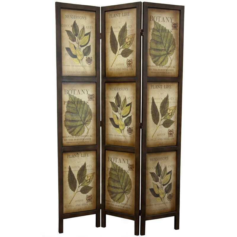 3-Panel Double Sided Floral Botanical Room Divider Screen