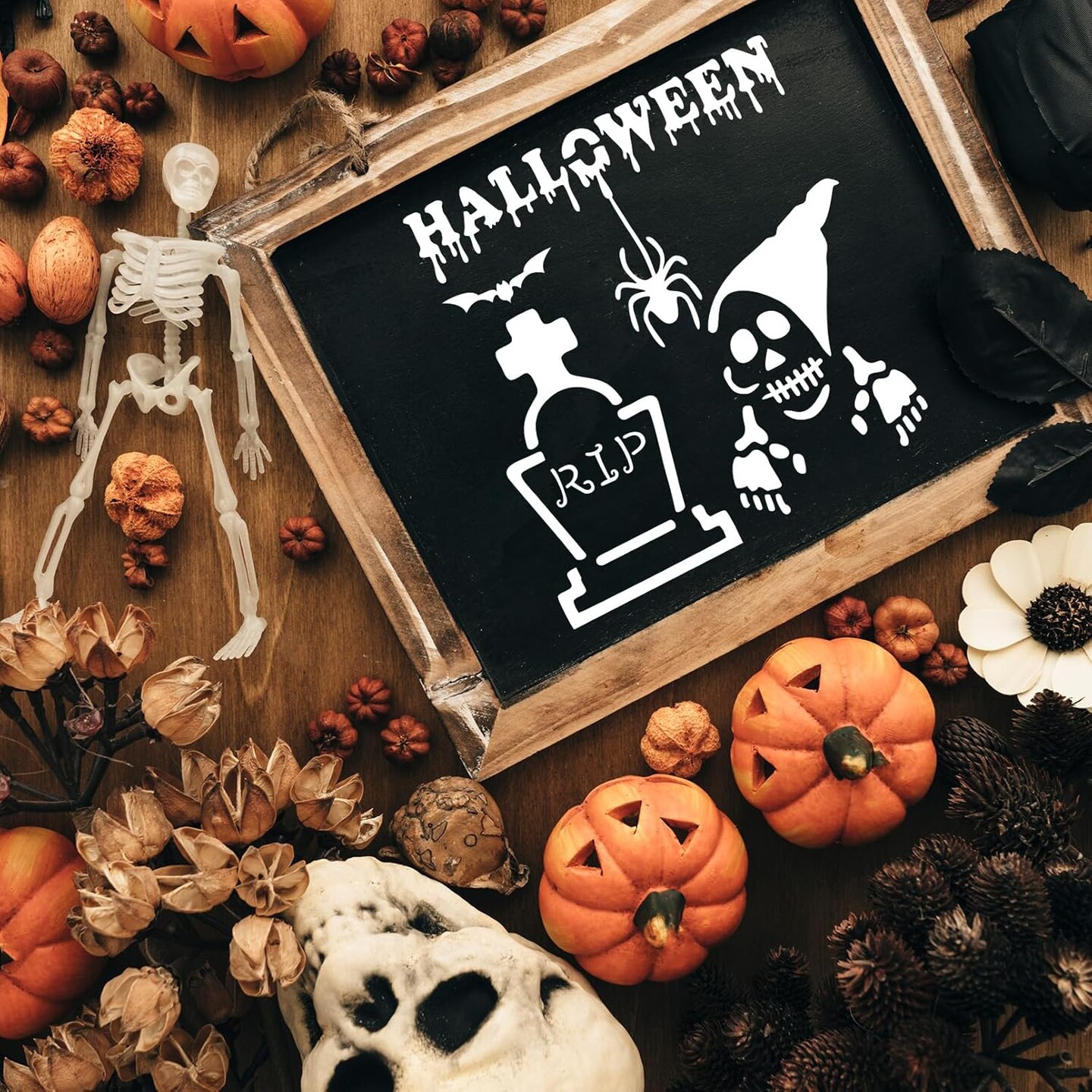 24 PCS Halloween Stencils for Painting Reusable Pumpkin Ghost(24pcs Halloween)