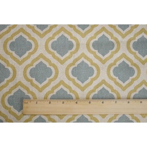 Teal/Gold/Multi Sparkle Crest Printed Canvas Decorating Fabric By the Yard