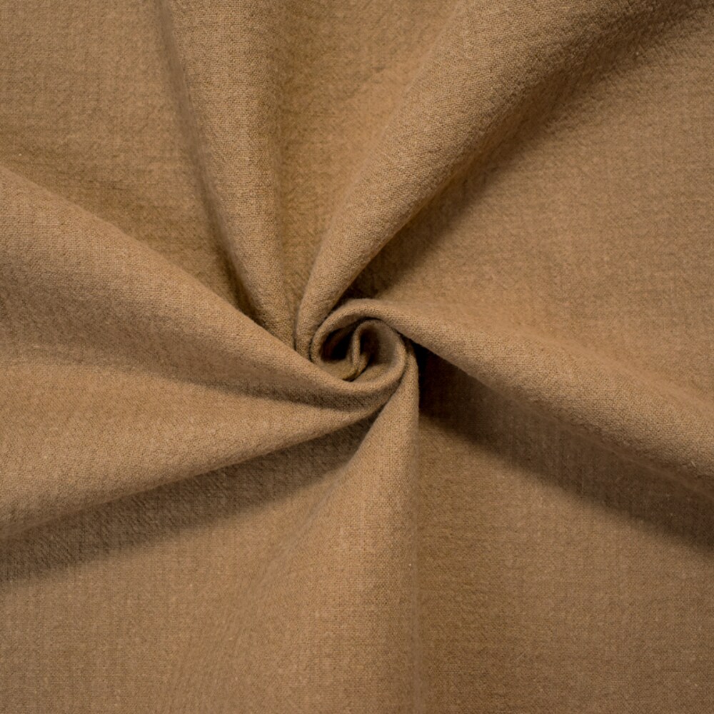 Brown Linen-Cotton Blend Crinkled Double Woven Fabric By the Yard