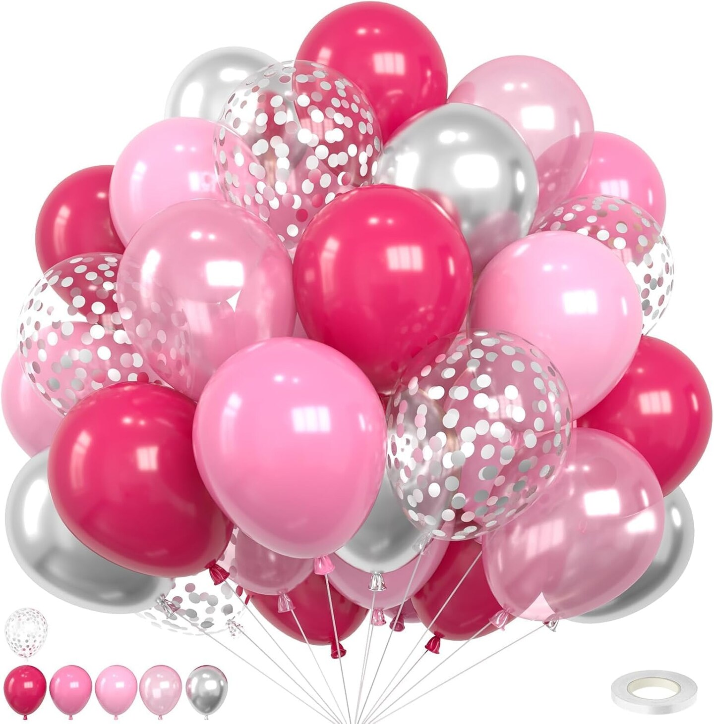 Pink and Silver Balloons (Pink Silver)