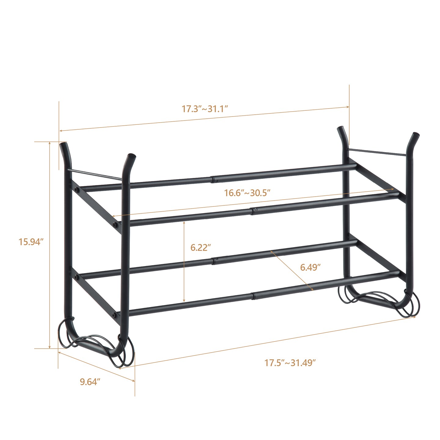 Expandable & Stackable 2-Tier Shoe Rack – Adjustable Shoe Organizer for Entryway, Closet or Bedroom