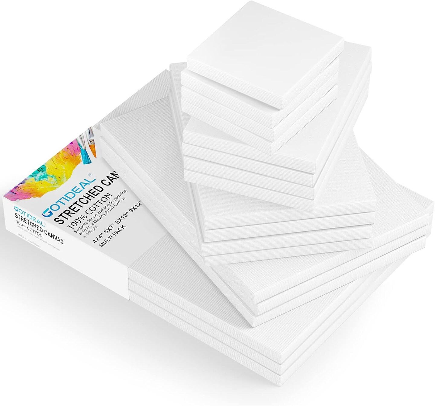 18Pcs Stretched Canvases for Painting Multi Pack 4x4(White)