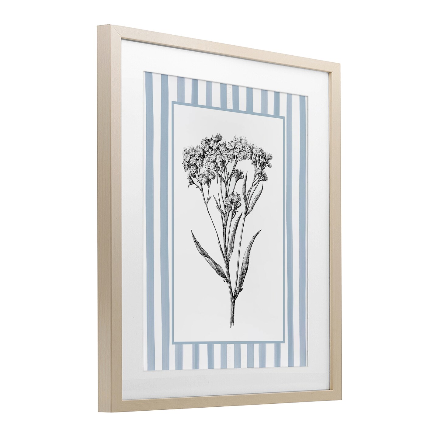 Stupell Industries Vintage Herbs Blue Striped Border Framed Print Under Glass, design by Lettered and Lined