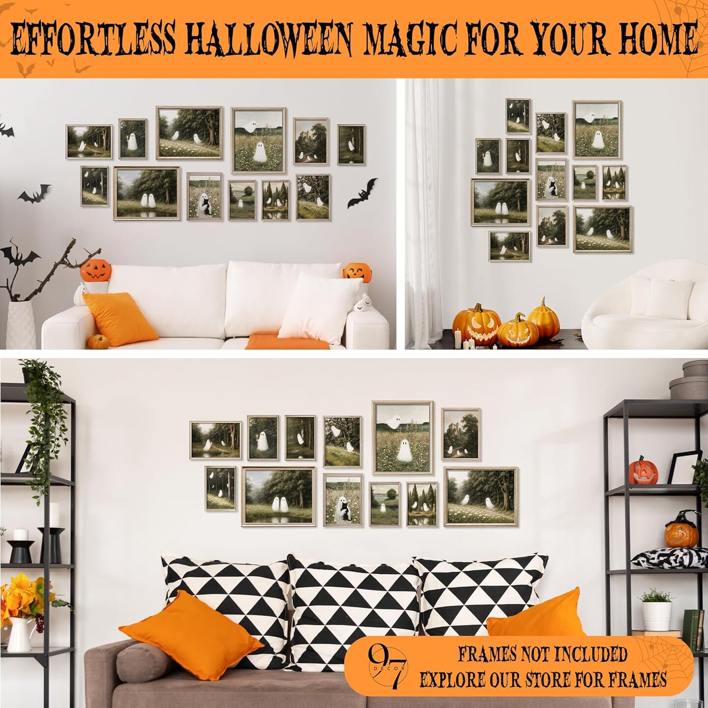 Cute Ghost Pictures Halloween Wall Decor (Unframed)
