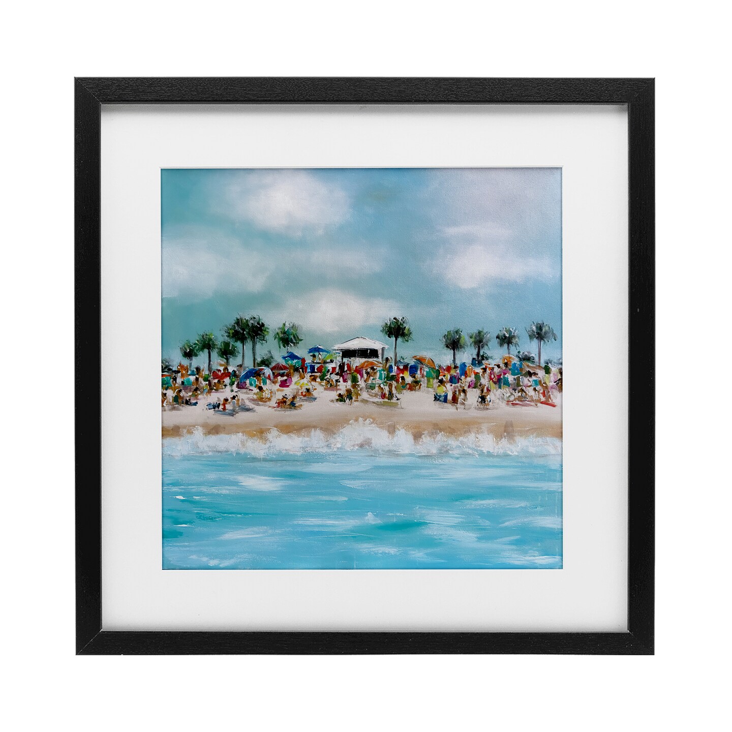 Stupell Industries Tropical Cabana Beach Framed Print Under Glass, design by Emma Bell