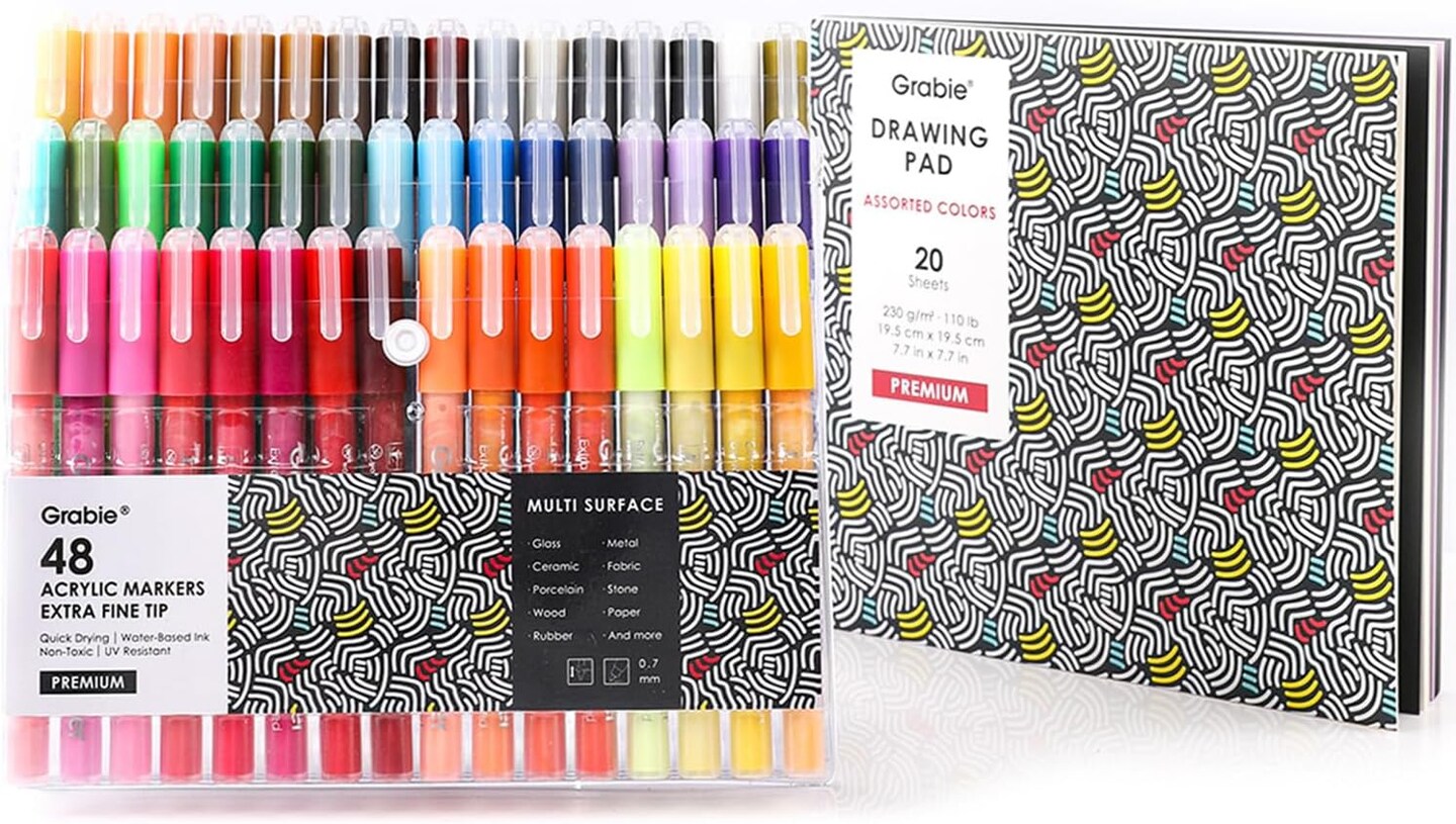 48 Colors, 0.7 mm, Extra Fine Tip Drawing Markers, Premium Paint Pens (Multicolor)