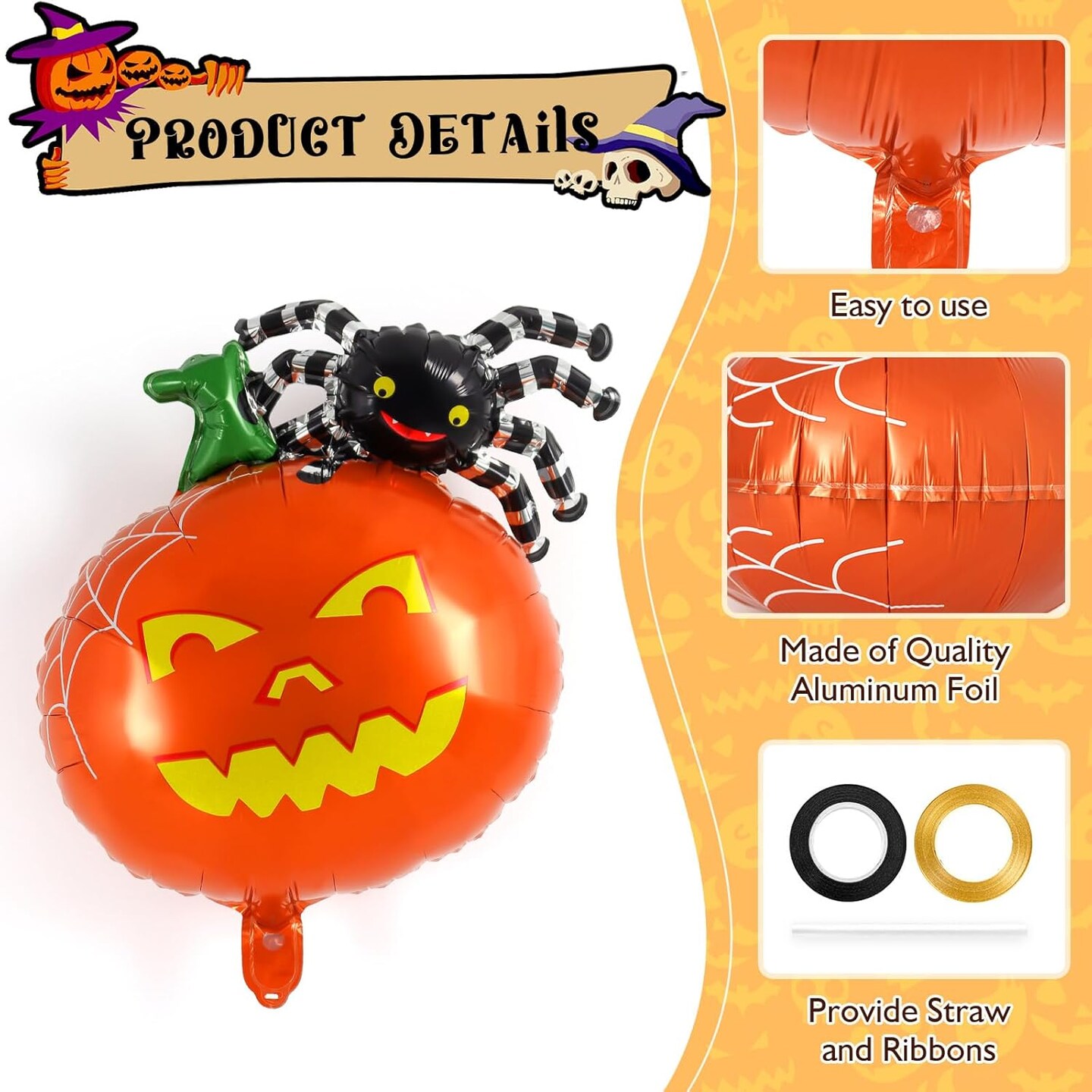 10 Pcs Halloween Mylar Foil Balloons Hallow Party(Colorful)