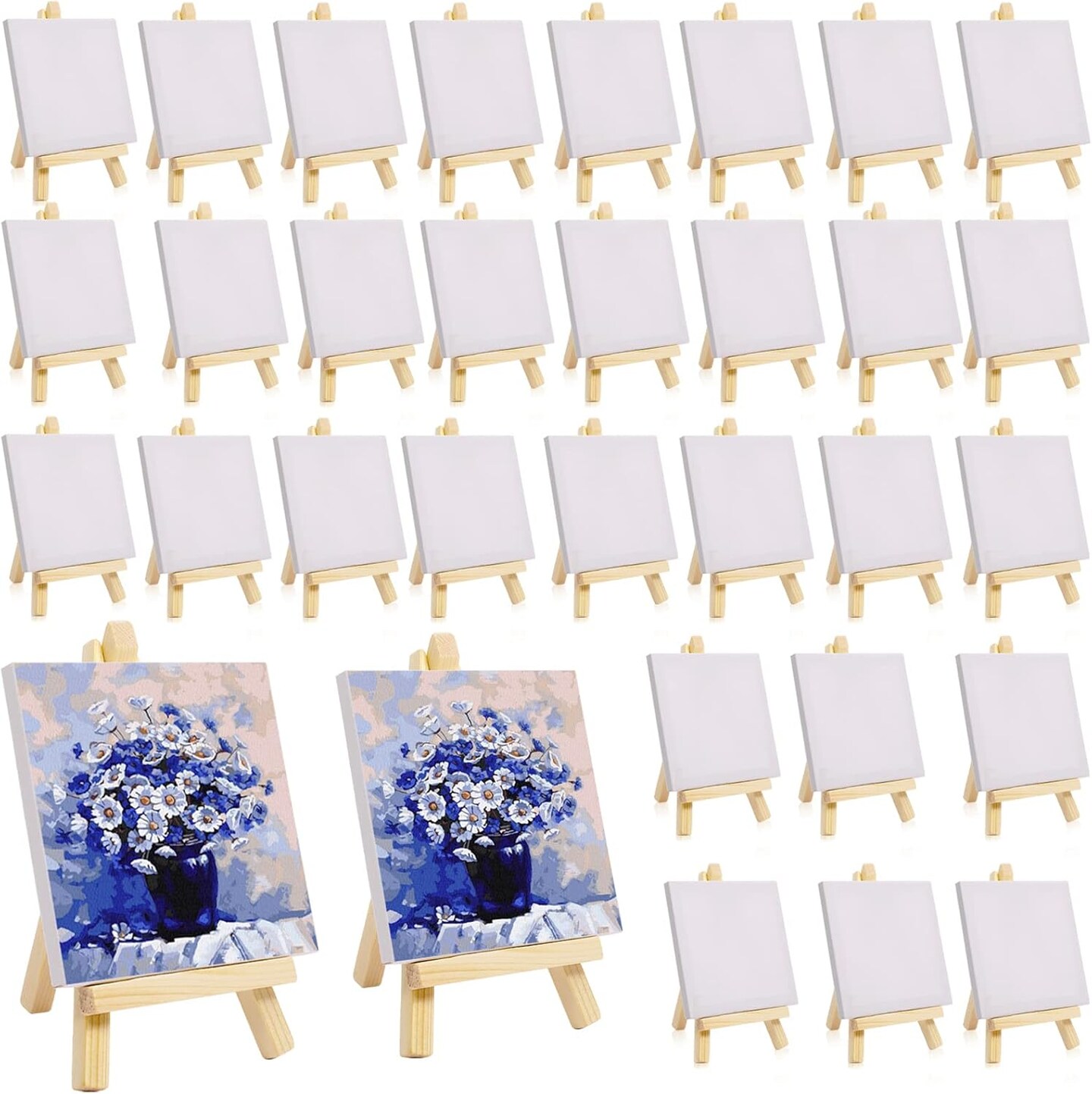 32 Pack Canvas and Easel (&#x9;White)