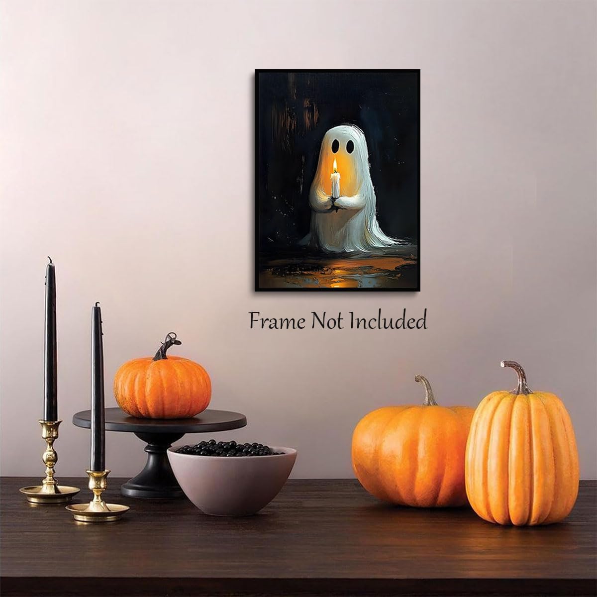 Spooky Halloween Wall Art - 12x16 Inch Poster (Ghost Candle)