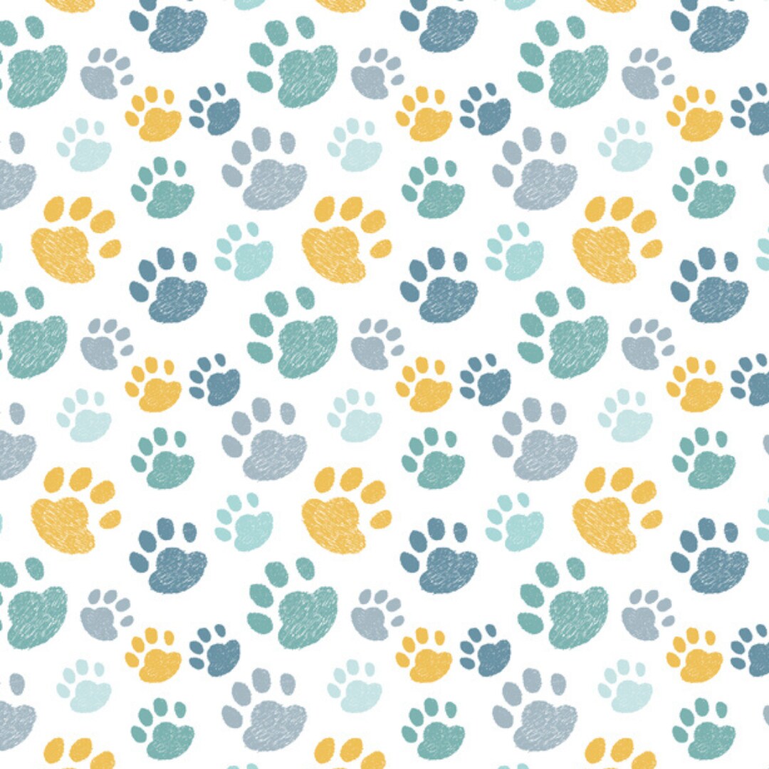 Doggy Paw Prints Cotton Fabric | By the Yard | Sewing and Crafting | 44 inches wide