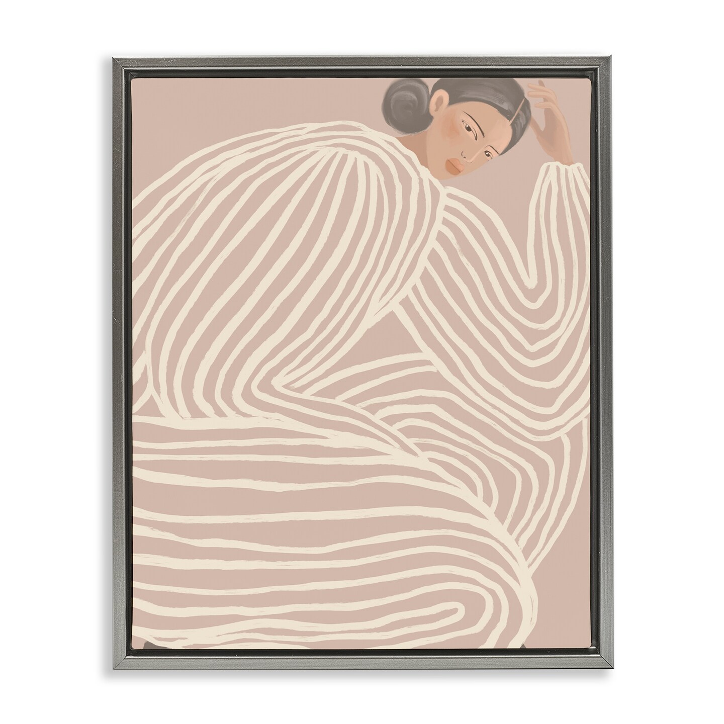 Stupell Industries Minimalist Lady in Stripes Floating Frame, design by Anna Lischenko