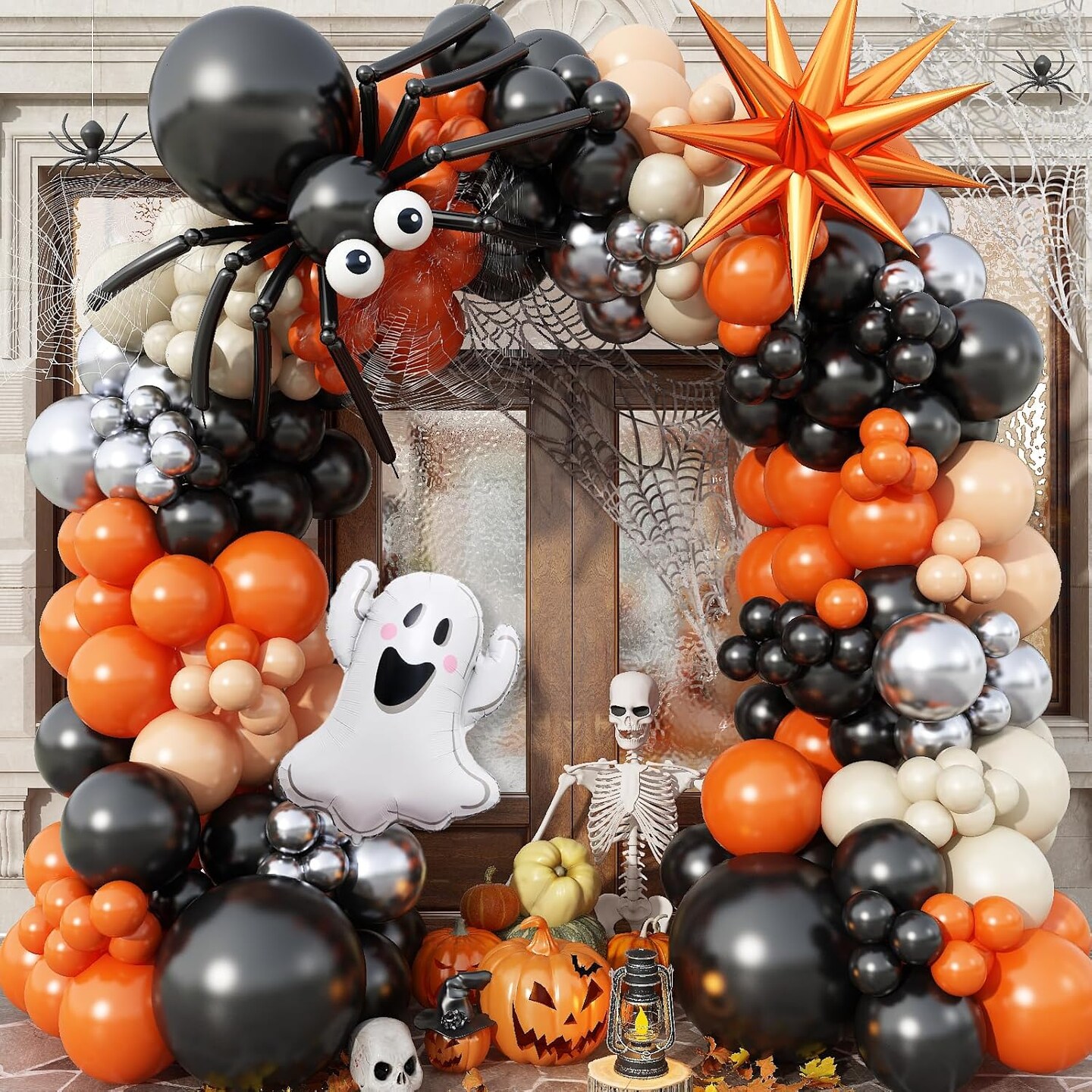 Halloween Balloons Garland Arch Kit(Black Orange Sliver)