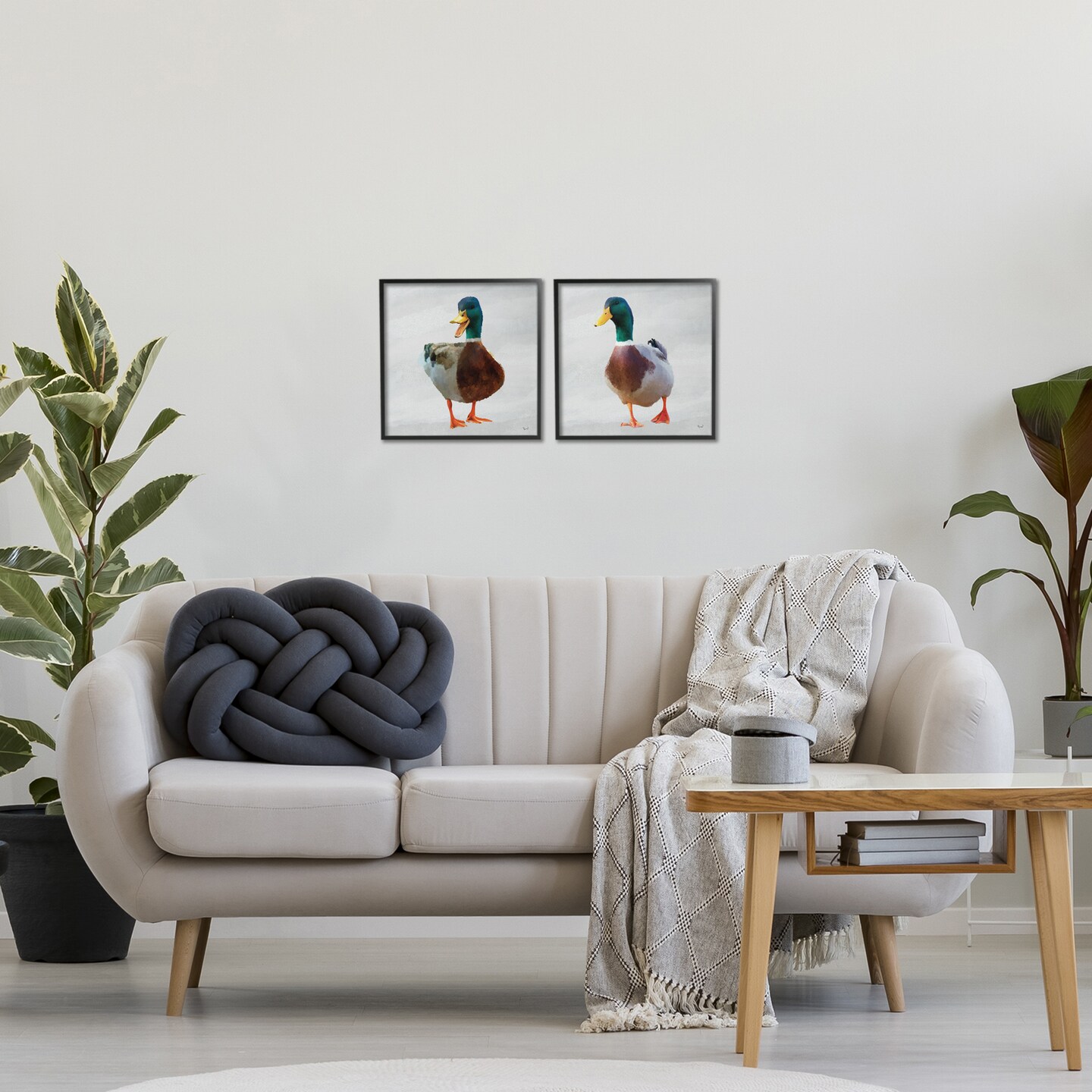 Stupell Industries Pair of Squawking Ducks 2pc Framed Giclee Set, design by Renel Peters