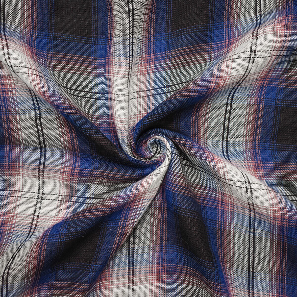 Blue-Pink-Multi Famous Maker Cotton Plaid Double Gauze Woven Fabric By the Yard