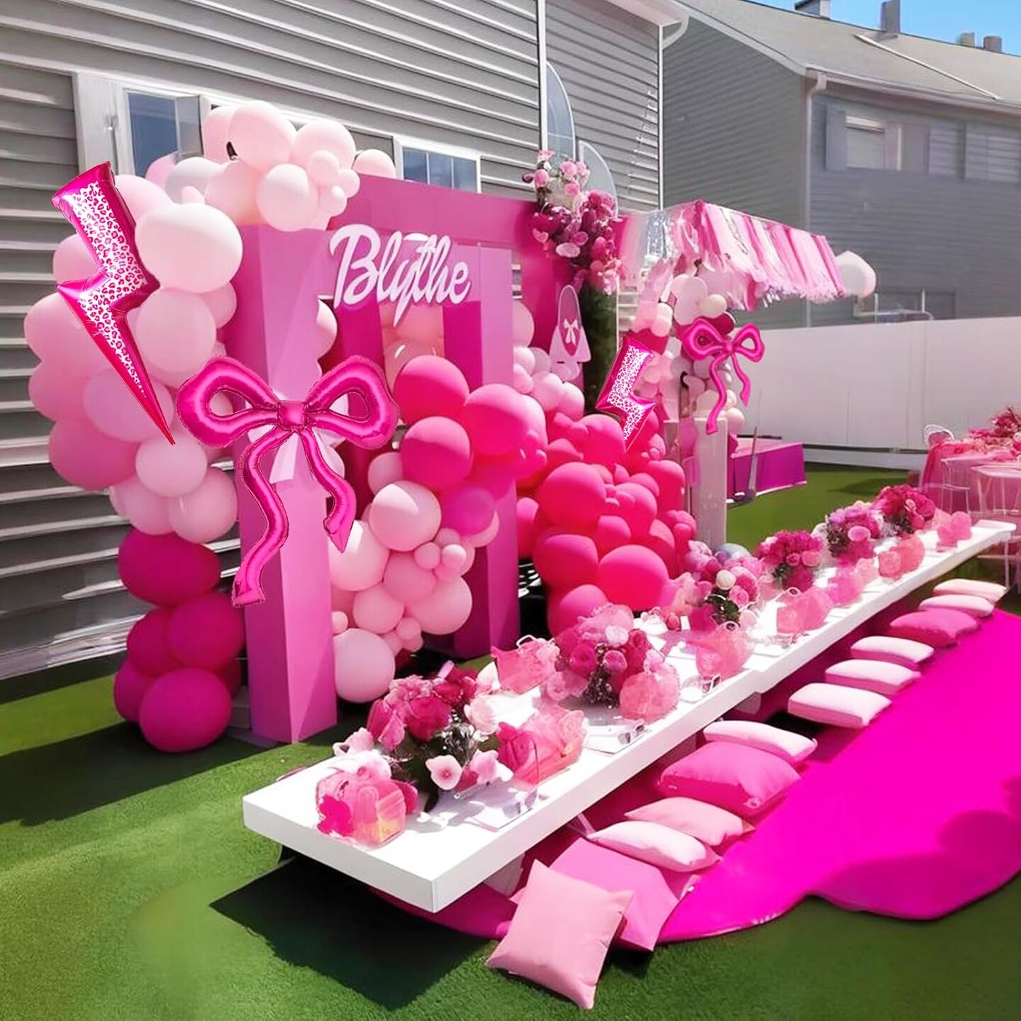 6pcs Hot Pink Bow Balloons (Hot Pink)