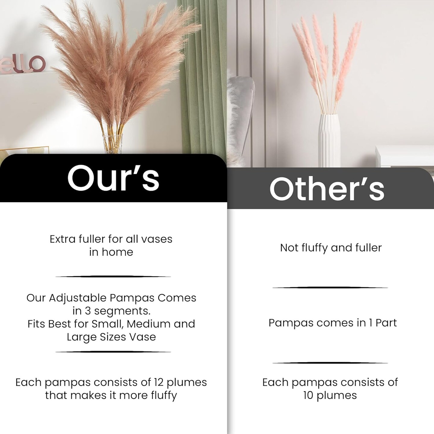 7 Pcs 45" Faux Pampas Grass – Fluffy Artificial Pompous Grass for Tall Floor Vase, Non-Shedding Home Decor, Boho Wedding Flowers, Baby Shower Centerpieces, Bedroom & Living Room Decor (Brown)