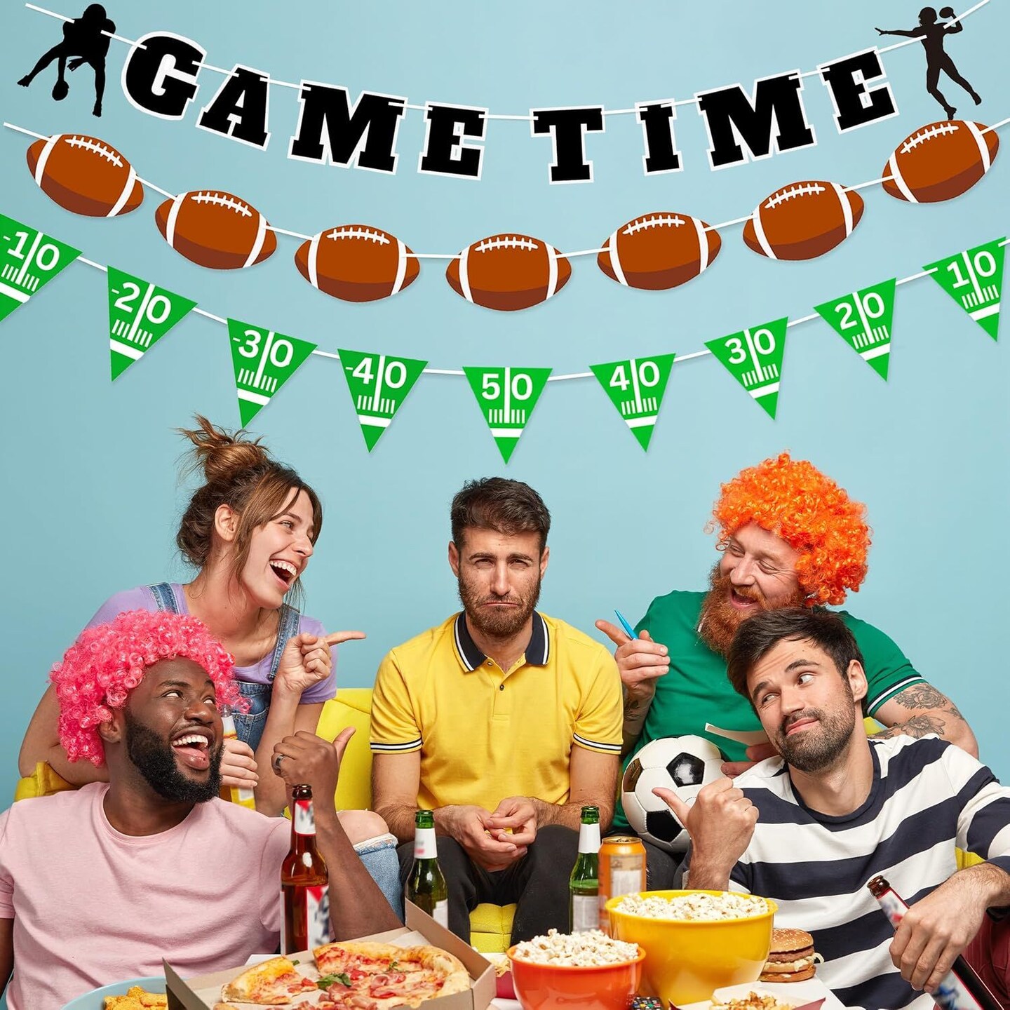 4E's Novelty 3 Football Garland Banners (9 Ft) for Football Party Decorations – Ideal Football Pennant Banner for Sports Themed Party Decor