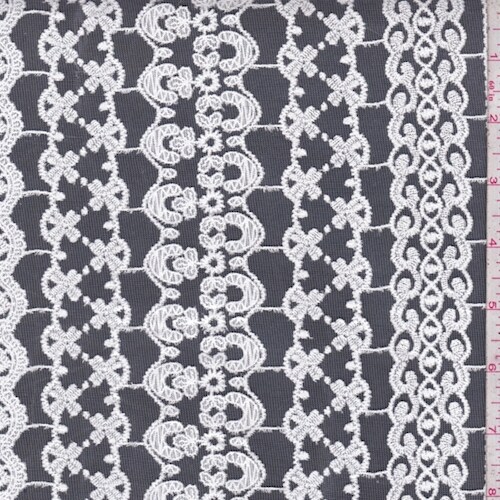 White Deco Stripe Micro Mesh Fabric By the Yard