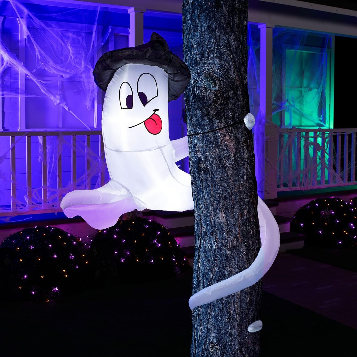 i 5 ft Tall Halloween Inflatables Outdoor Decorations with Build-in LEDs (White)