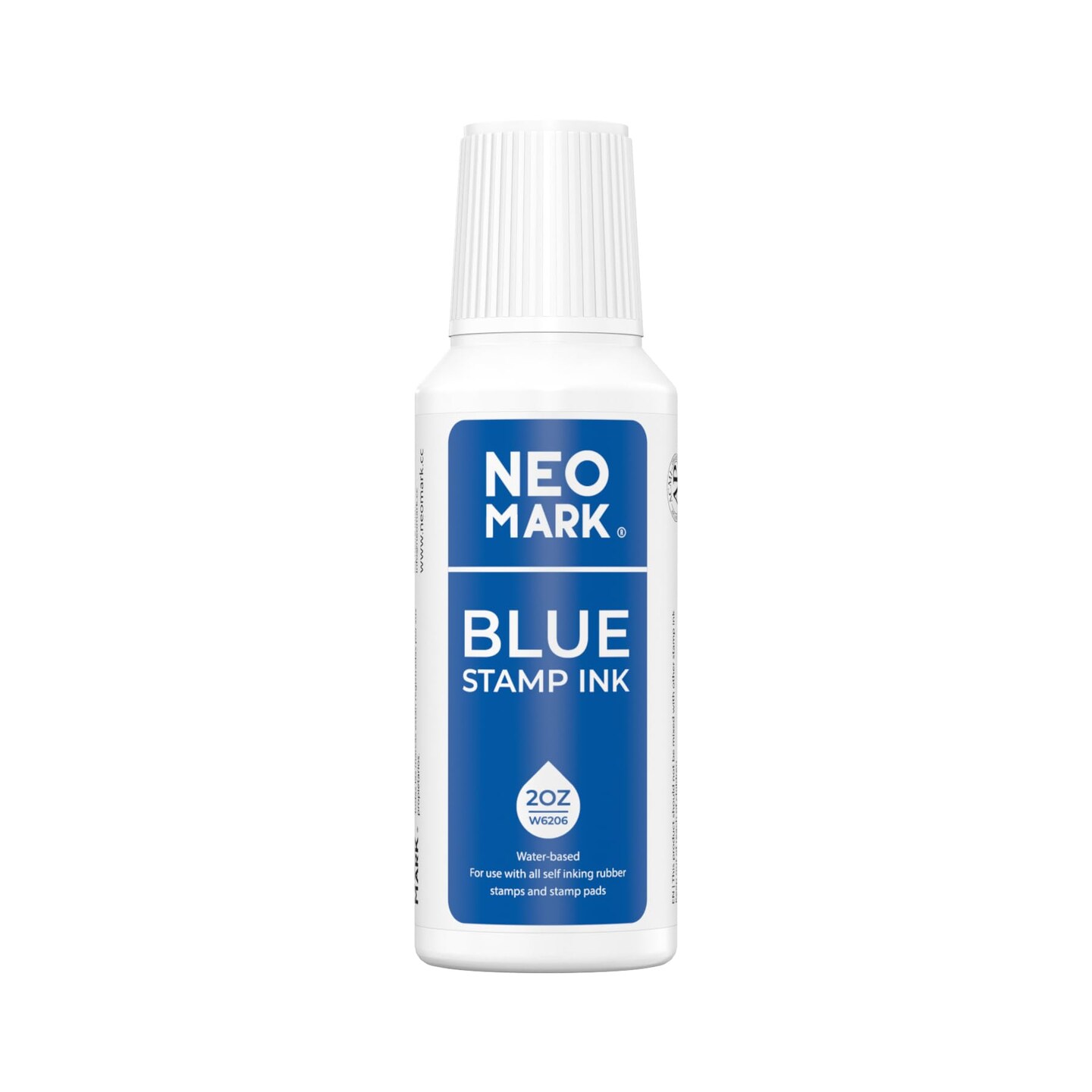 NEO MARK Premium Stamp Ink, Quick-Drying & AP-Certified Non-Toxic Refill Ink for Self-Inking Stamps, Date Stamps and Stamp Pads (Blue, 2oz)