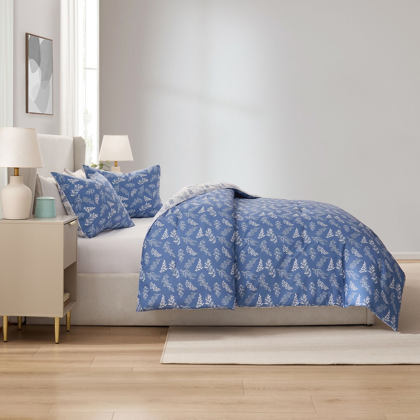 CraftBud 3PC Reversible Botanical Printed Comforter Bedding Set