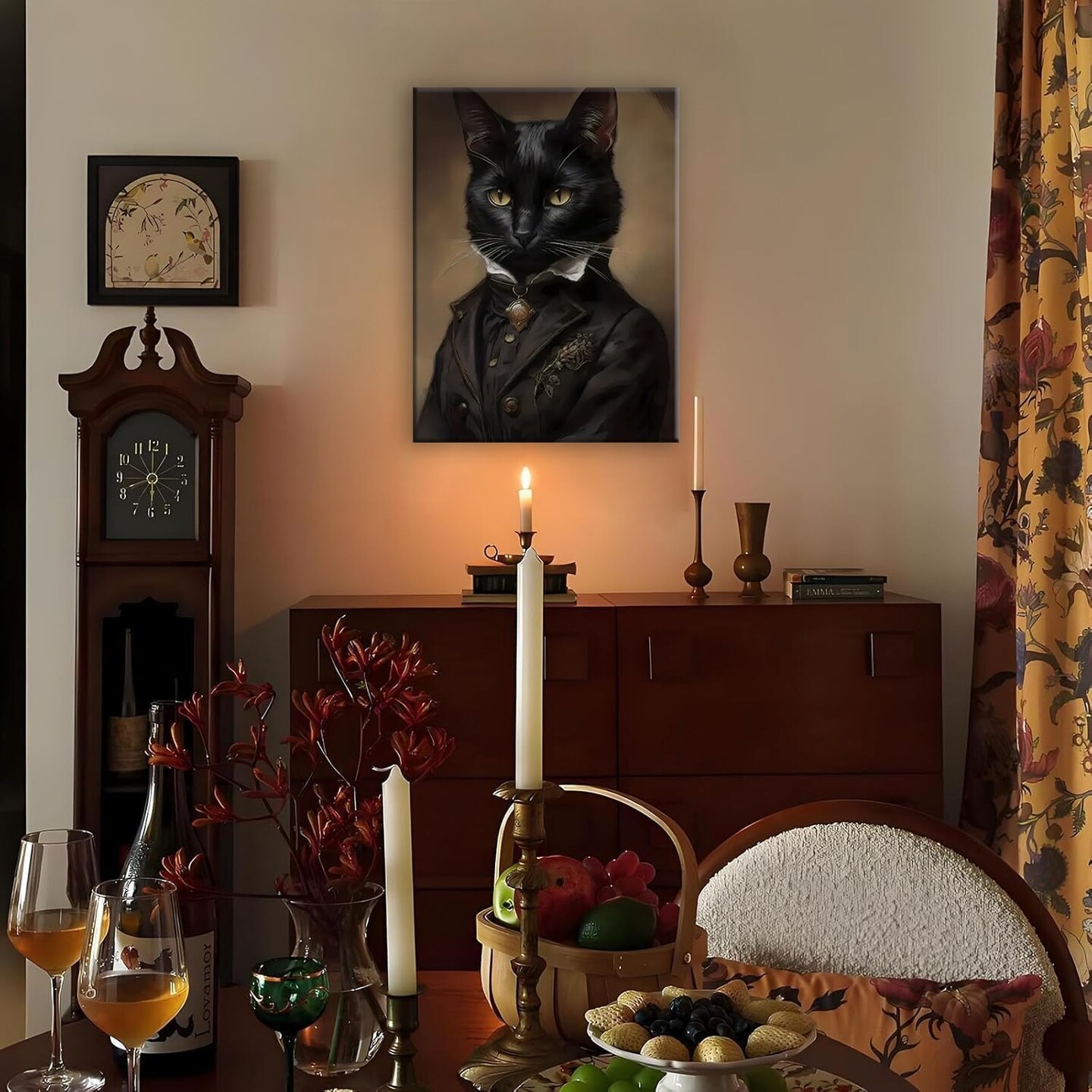 Halloween Black Cat Canvas Framed Wall Art - 15L&#x22; x 11.5W&#x22; (C001)