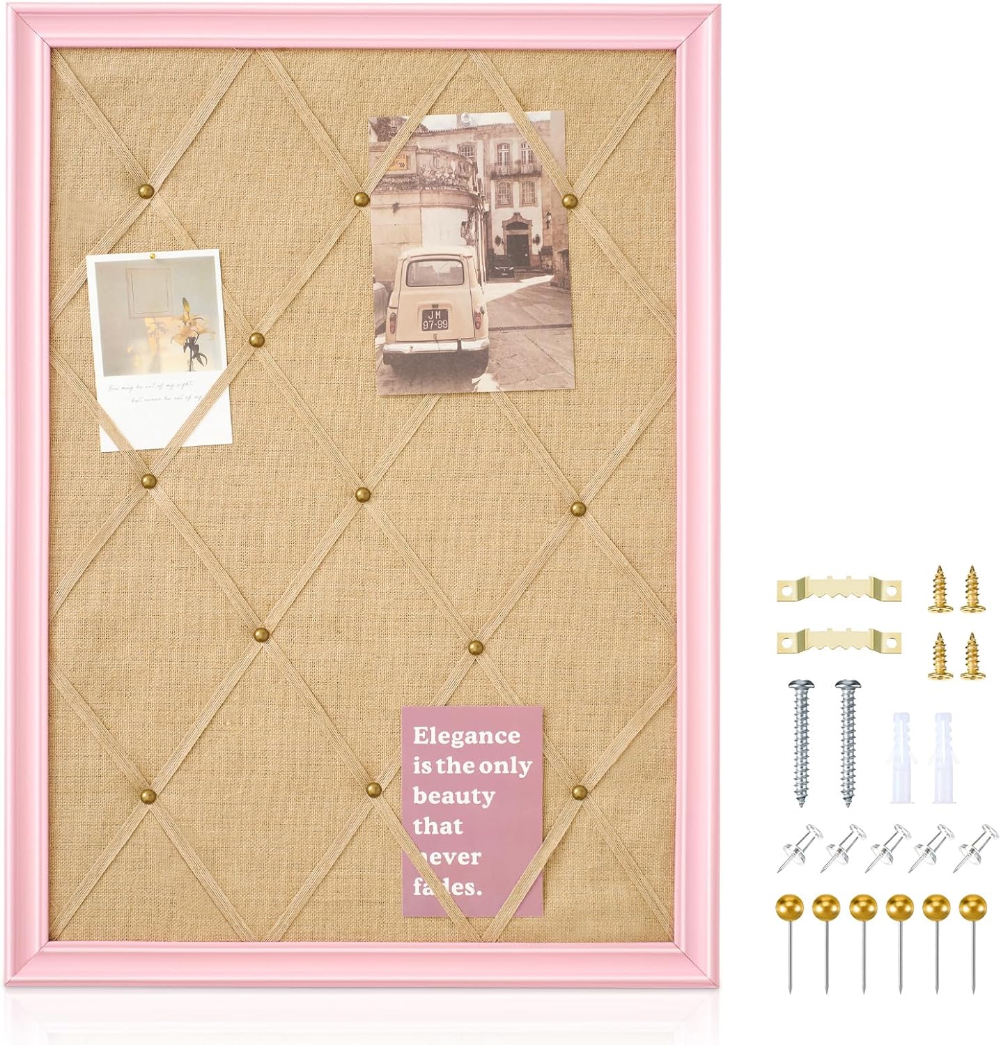 Pink Bulletin Cork Board with 20 Pushpins - 21&#x22;&#xD7;27&#x22;
