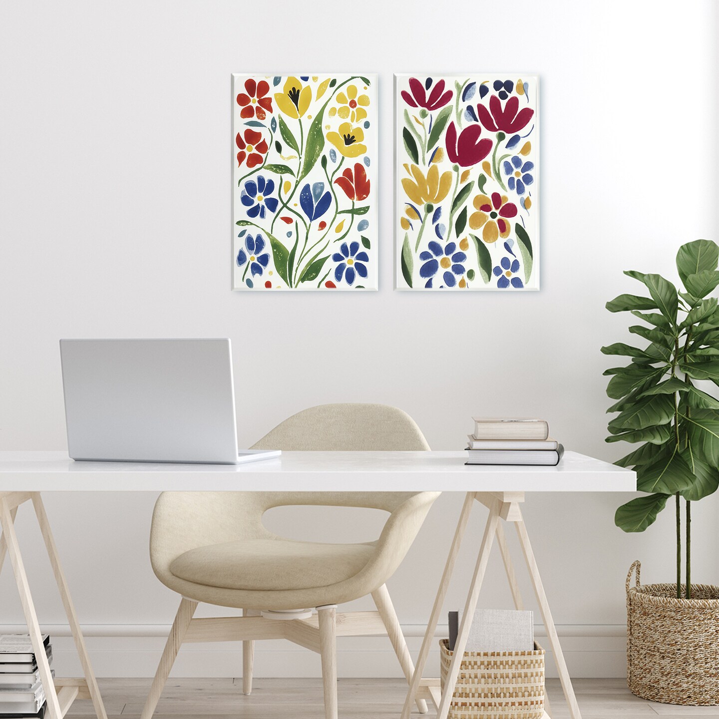 Stupell Industries Scandinavian Wild Flowers 2pc Wall Plaque Set, design by Annabelle Hall