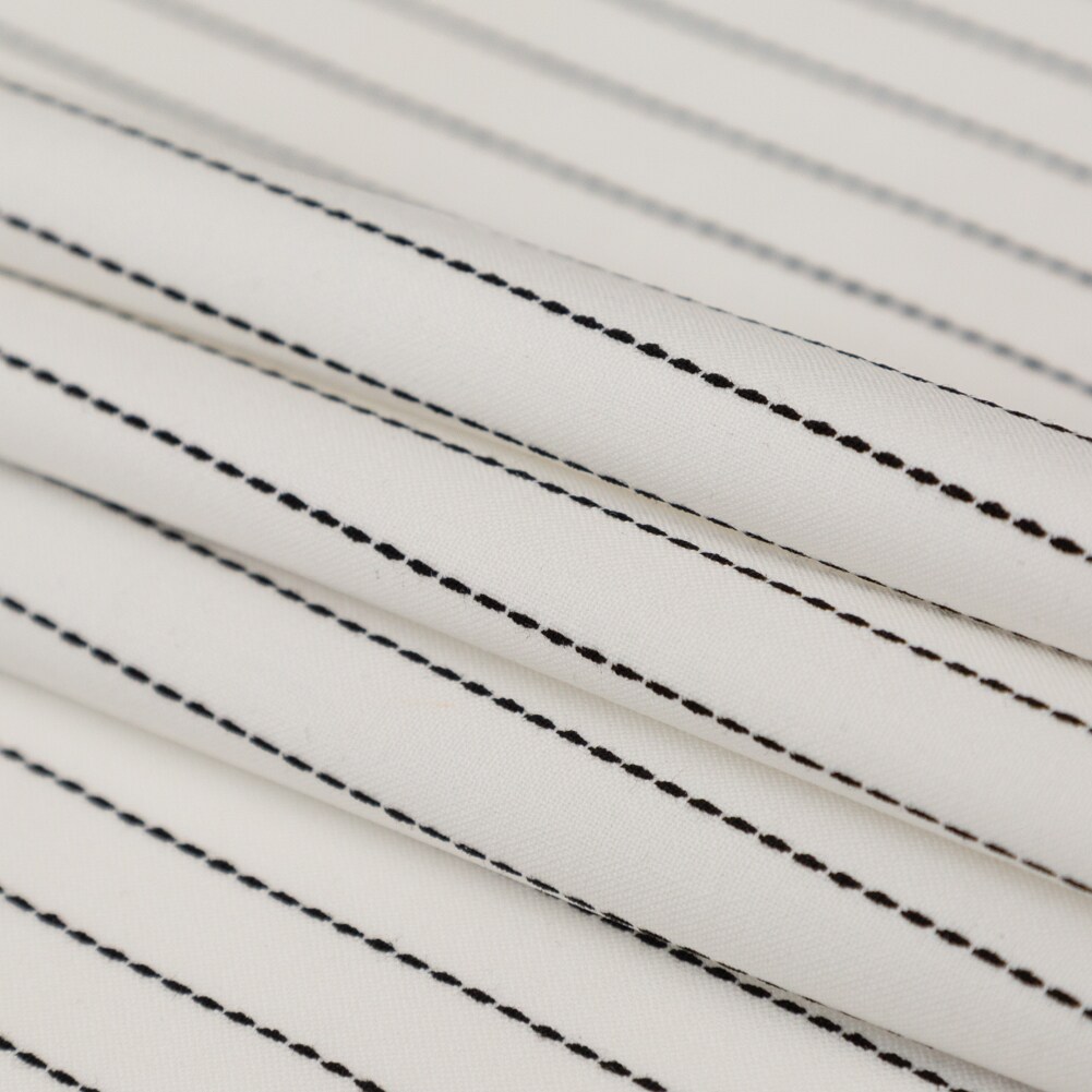 1 Yard Italian White Black Broken Chalk Stripe Stretch Woven Fabric