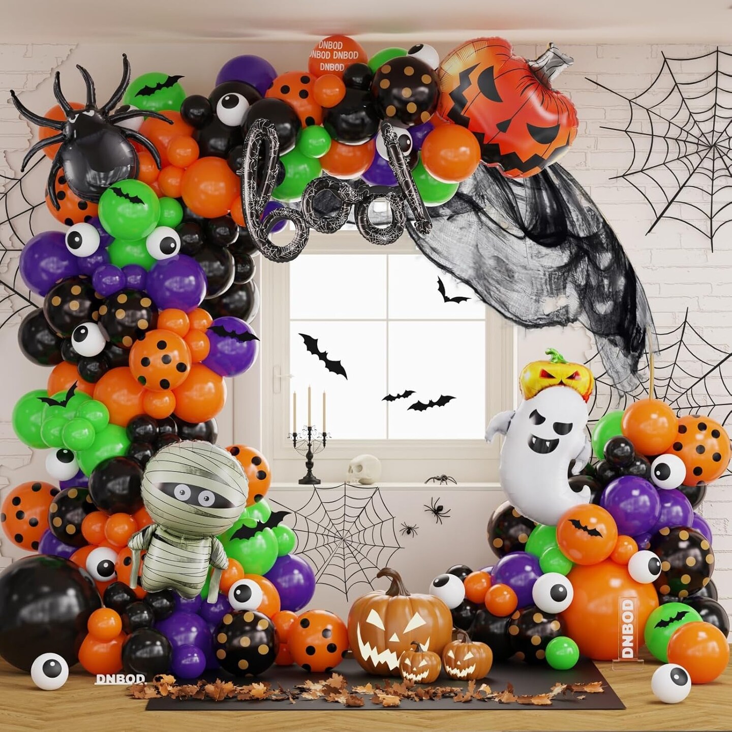 Pumpkin Boo Mummy Foil Balloons for Horror Halloween Party Decorations(Orange, Black, Purple, Green)