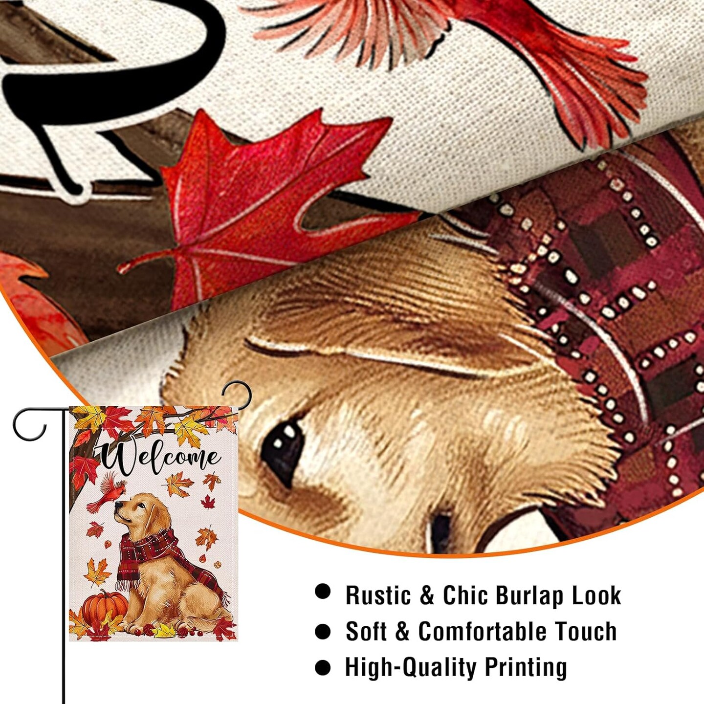 Welcome Fall Golden Retriever Dog Garden Flag 12 x 18(Dog)