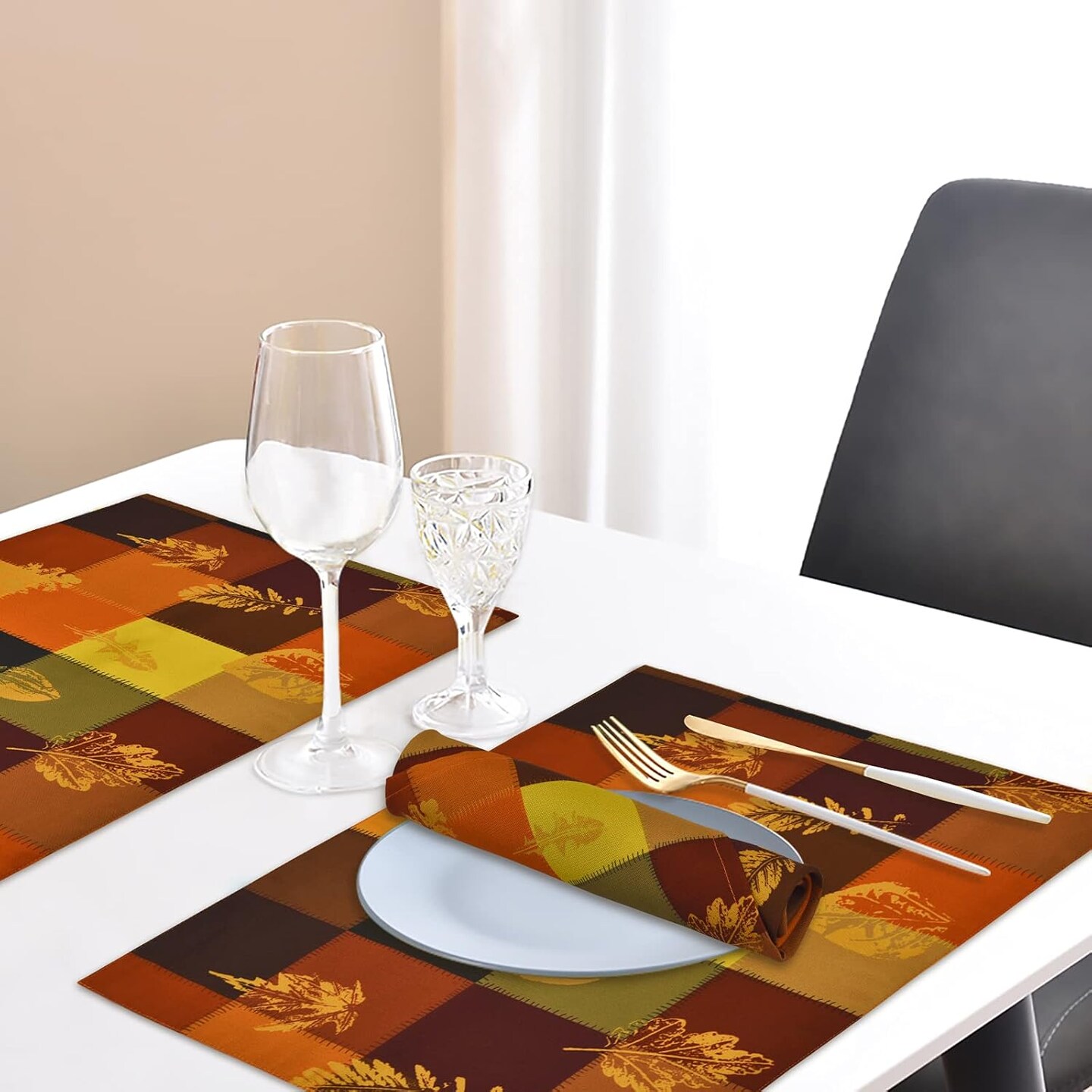 8 Pcs Thanksgiving Fall Placemats Set(orange)