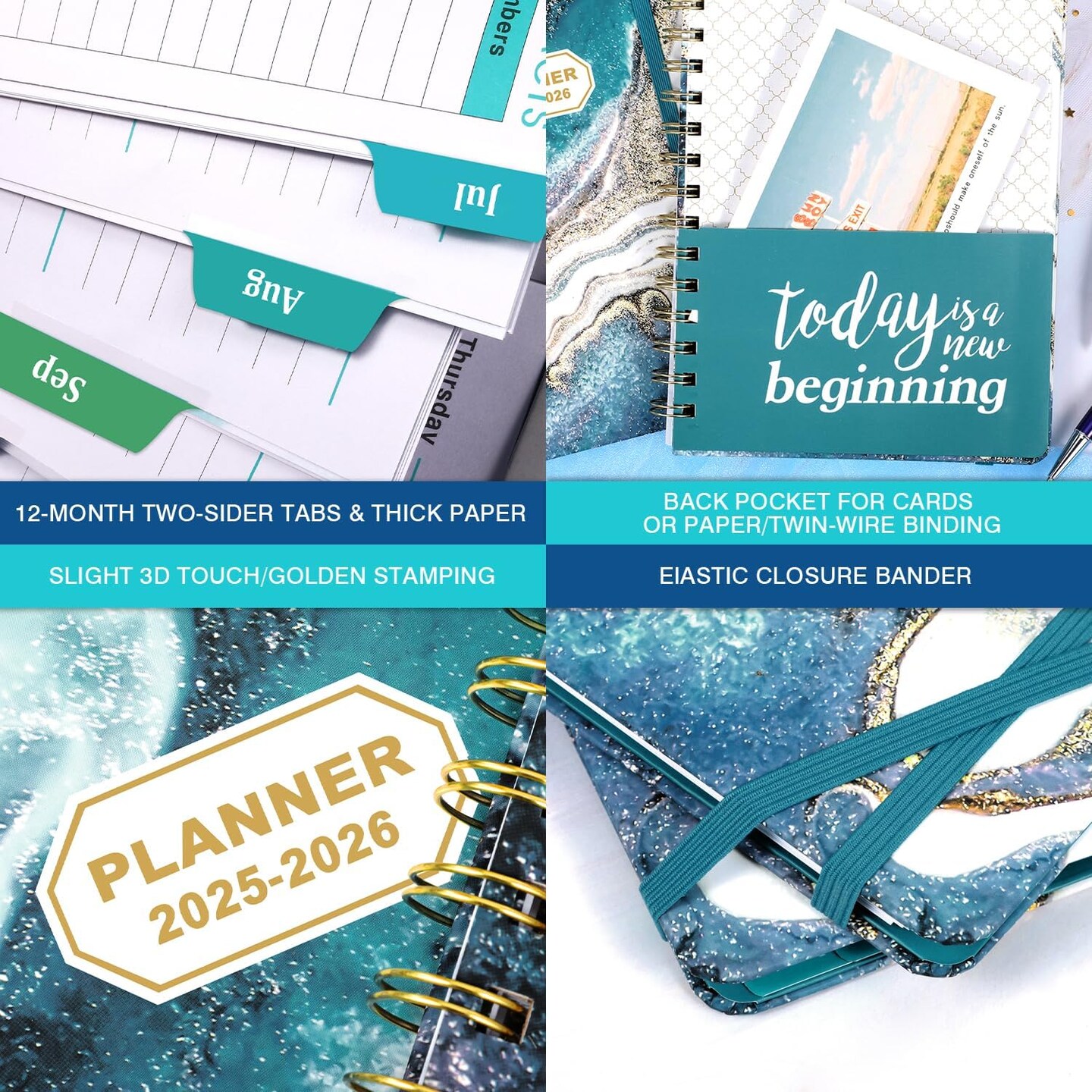 Planner 2025-2026 - 2025-2026 Weekly and Monthly Calendar from July 2025 to June 2026, Academic Planner 2025-2026 with Inner Pocket, Colorful Tabs, 6.4&#x27;&#x27; x 8.5&#x27;&#x27;