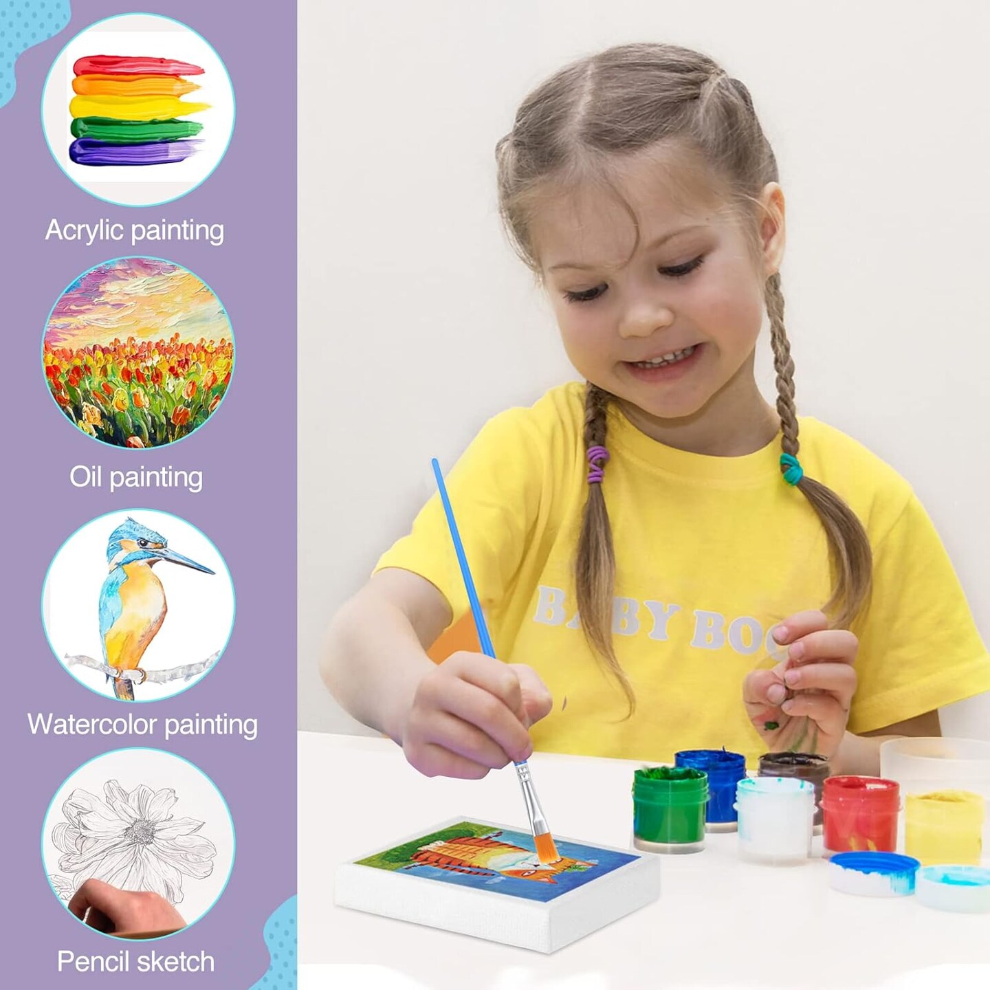 Mini Canvases for Painting (32 Packs Stretched Canvas - 3*3in)