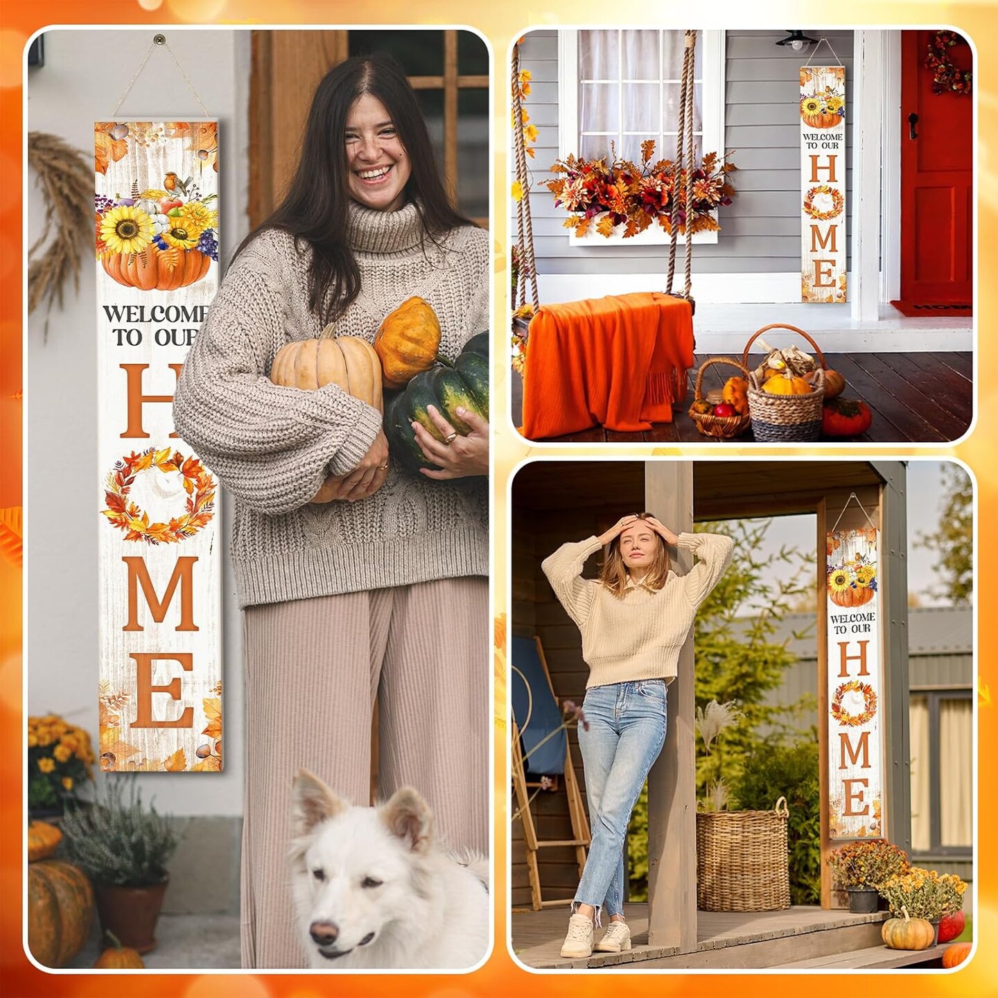 Farmhouse Fall Welcome Porch Signs (Blue)