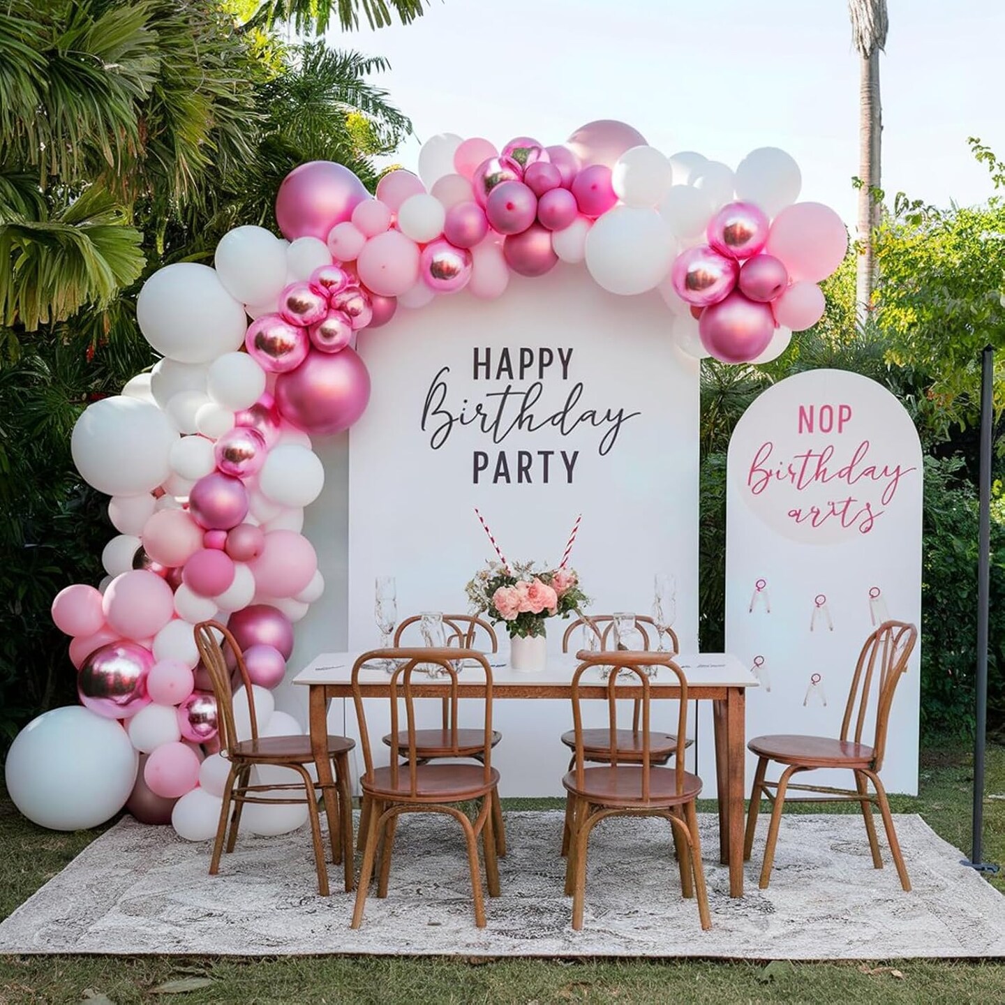 Pink and Silver Balloon Arch Kit (&#x9;Pink-silver )